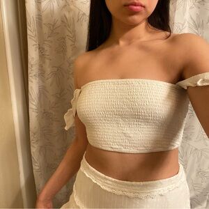 Lulu's White Ruffled Crop Top